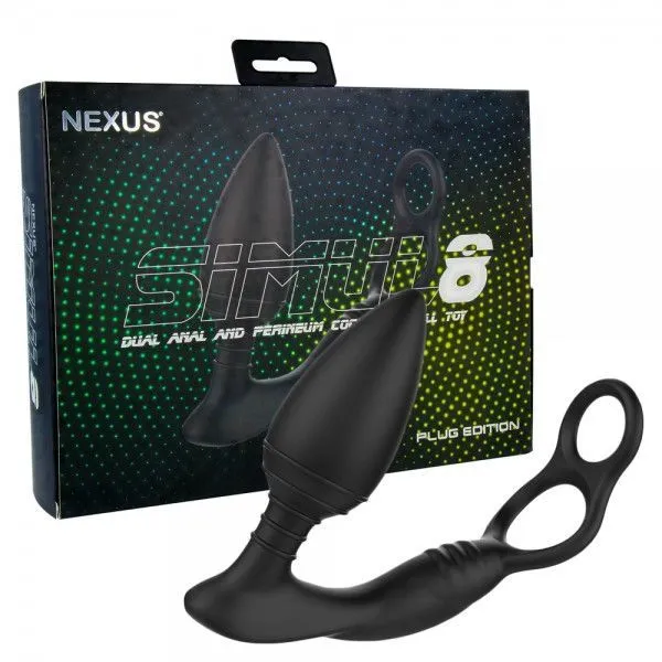 Анальна вібропробка Nexus SIMUL8 Plug Edition з ерекційним кільцем, 2 мотори, діаметр 4 см