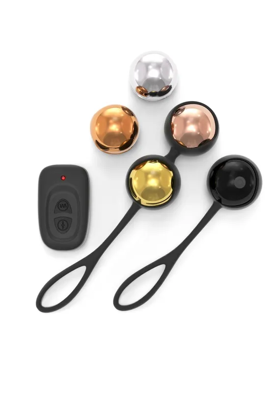 Набір вагінальних кульок Dorcel Training Balls, діам. 3,4 см, вага 20-117 г, з вібрацією та пультом