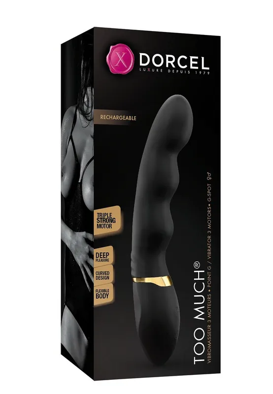 Вібратор Dorcel Too Much Rechargeable Black, 3 вібромотори, гнучкий, чорний