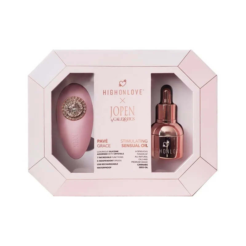 Подарунковий набір HighOnLove & JOPEN Objects of Desire: олія для клітора та вібратор з кристалами