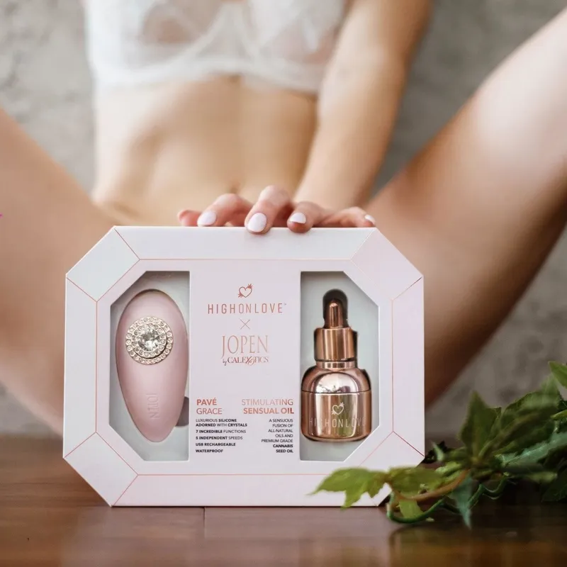 Подарунковий набір HighOnLove & JOPEN Objects of Desire: олія для клітора та вібратор з кристалами