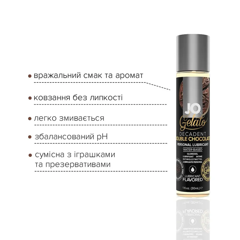 Лубрикант на водній основі JO GELATO Double Chocolate, 30 мл, шоколадний смак