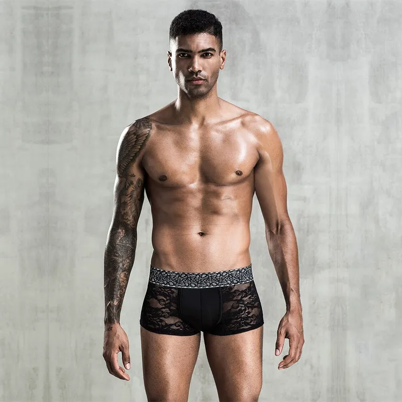 Чоловічі мереживні труси-боксери JSY, One Size Black