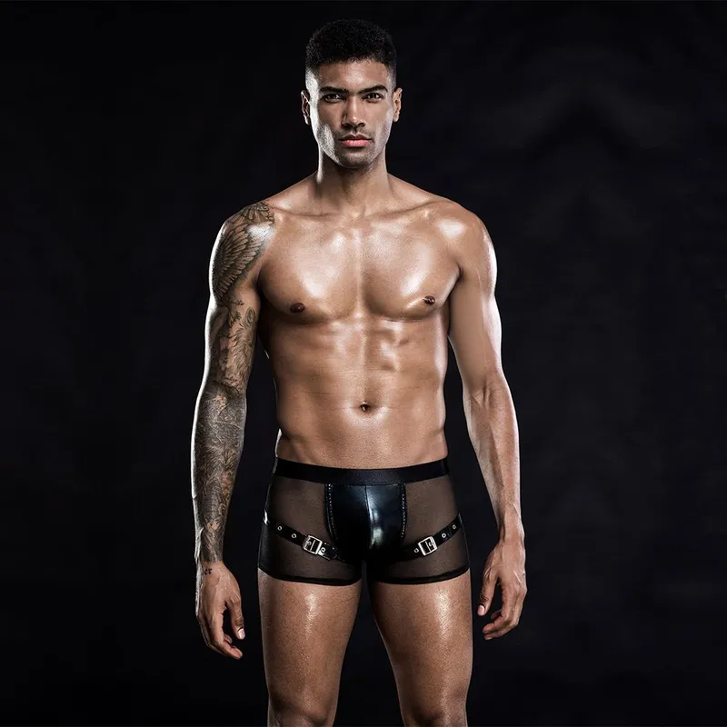 Чоловічі еротичні сітчасті труси з ременями JSY, One Size Black
