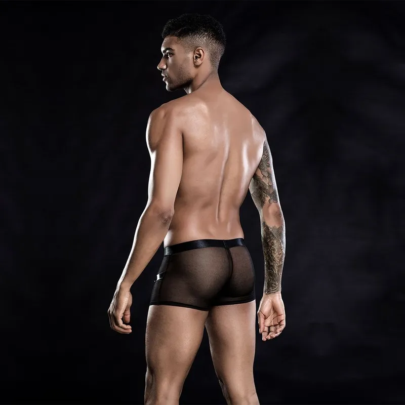 Чоловічі еротичні сітчасті труси з ременями JSY, One Size Black