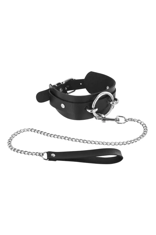 Нашийник з повідцем Fetish Tentation Ring and Leash, чорний