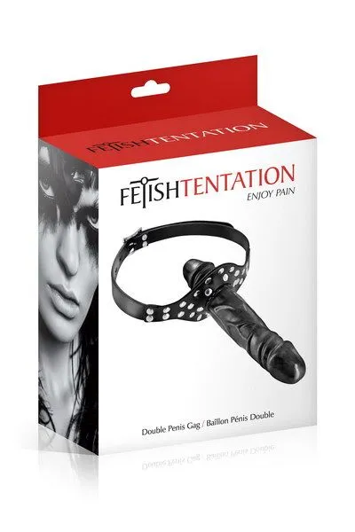 Кляп з подвійним фалоімітатором Fetish Tentation Double Penis Gag Black