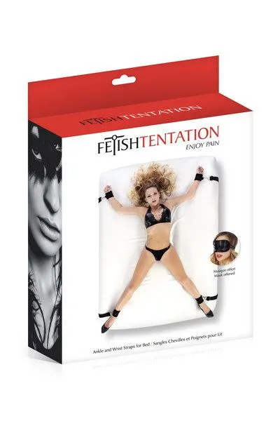 Фіксатор рук і ніг для ліжка Fetish Tentation Ankle and Wrist Straps з маскою