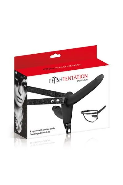 Двійний страпон Fetish Tentation Strap-On with Double Dildo Black