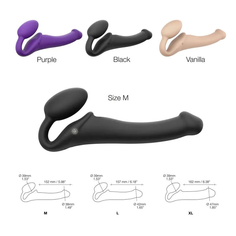 Безремінний страпон з вібрацією Strap-On-Me Vibrating Violet M, діаметр 3,8 см