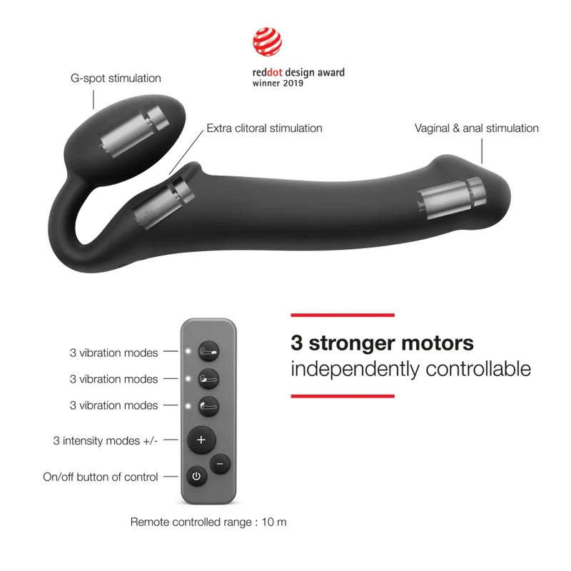 Безремінний страпон з вібрацією Strap-On-Me Vibrating Black L