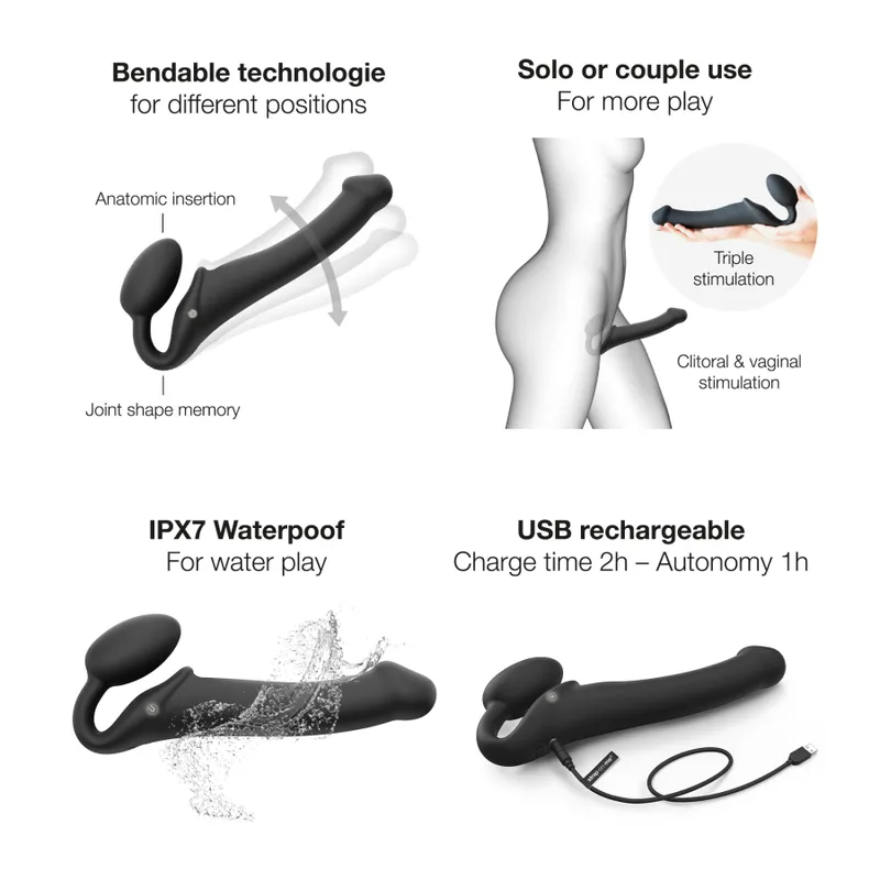 Безремінний страпон з вібрацією Strap-On-Me Vibrating Black L