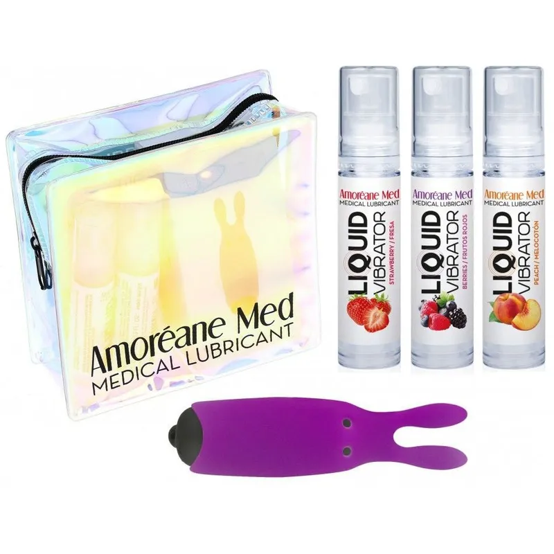 Набір Adrien Lastic Purple: віброкуля-кролик та лубрикант Amoreane Med (3х10 мл)