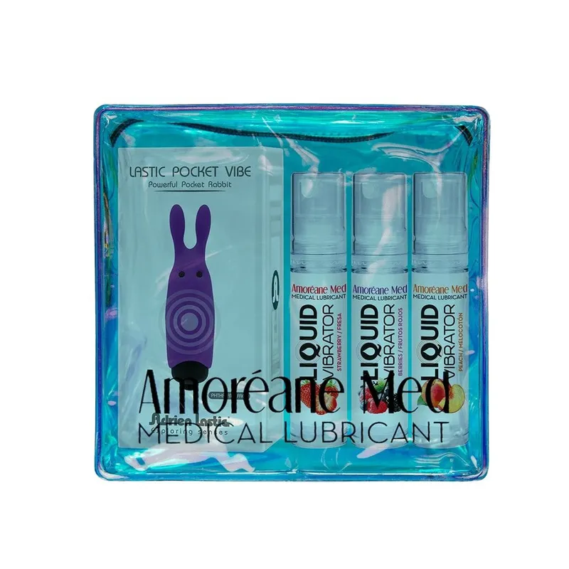 Набір Adrien Lastic Purple: віброкуля-кролик та лубрикант Amoreane Med (3х10 мл)
