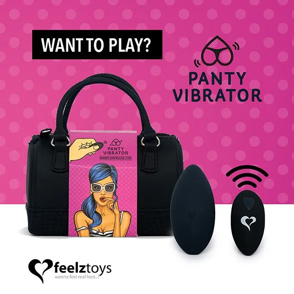 Вібратор у трусики FeelzToys Panty Vibrator Black з пультом ДК, 6 режимів