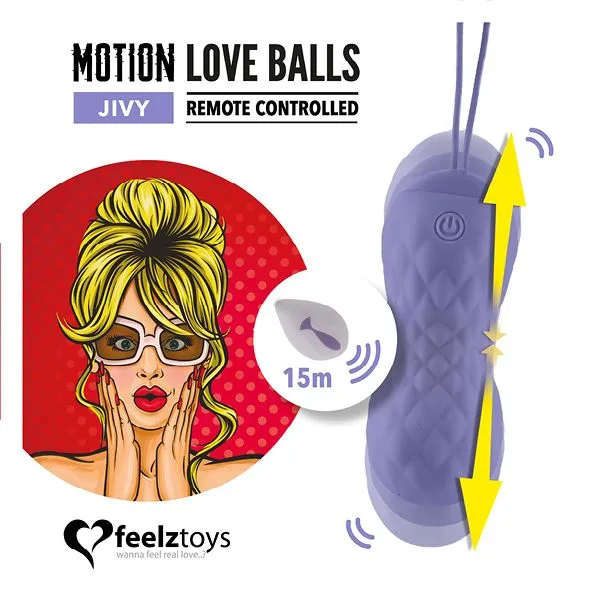 Вагінальні кульки FeelzToys Motion Love Balls Jivy з вібрацією та пультом ДУ, 7 режимів