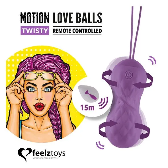 Вагінальні кульки FeelzToys Motion Love Balls Twisty з пультом ДК, 7 режимів