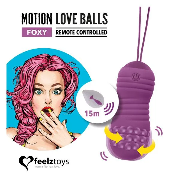 Вагінальні кульки FeelzToys Motion Love Balls Foxy з пультом ДК, 7 режимів