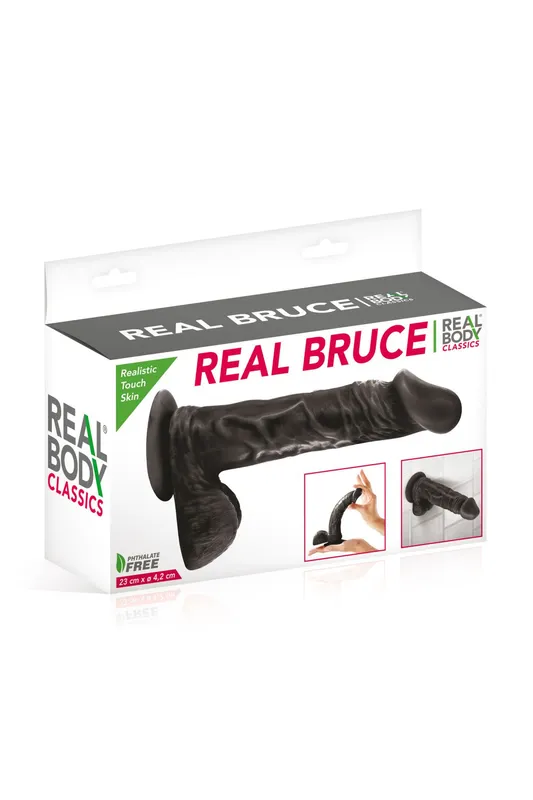 Фалоімітатор на присосці Real Body — Real Bruce Black, TPE, 23 см