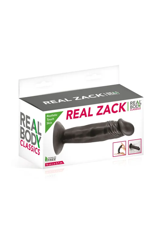 Фалоімітатор з присоскою Real Body Real Zack Black, TPE, 16 х 3,7 см