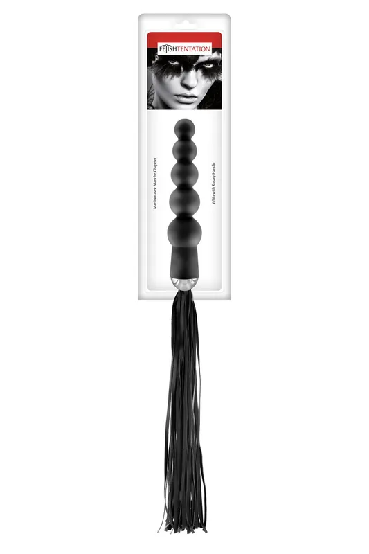 Флогер з ручкою-анальним намистом Fetish Tentation Whip with Rosary Handle