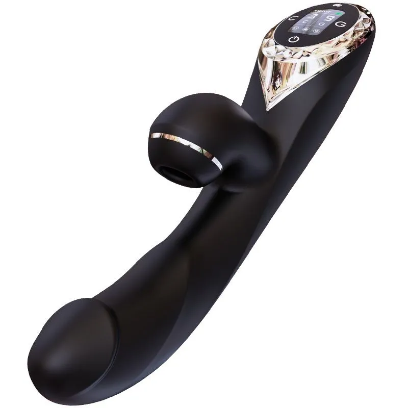 Вакуумний вібратор-кролик KISSTOY A-King Pro Black з підігрівом та LED-екраном