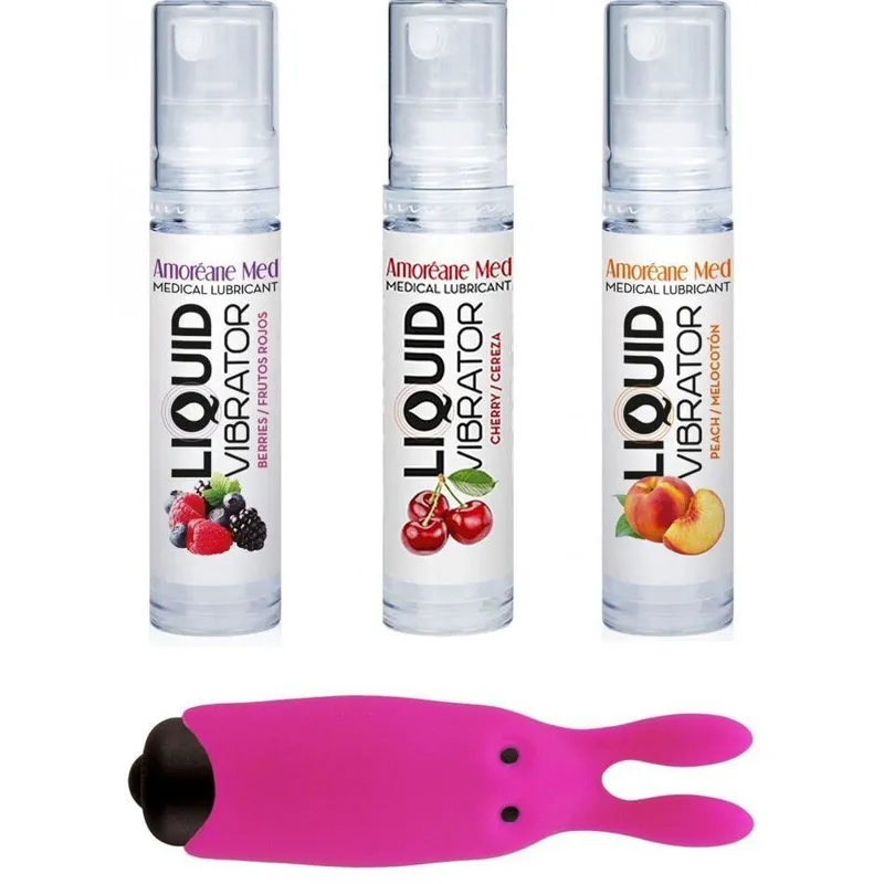 Набір Adrien Lastic Pink: віброкуля-кролик та лубрикант Amoreane Med (3х10 мл)