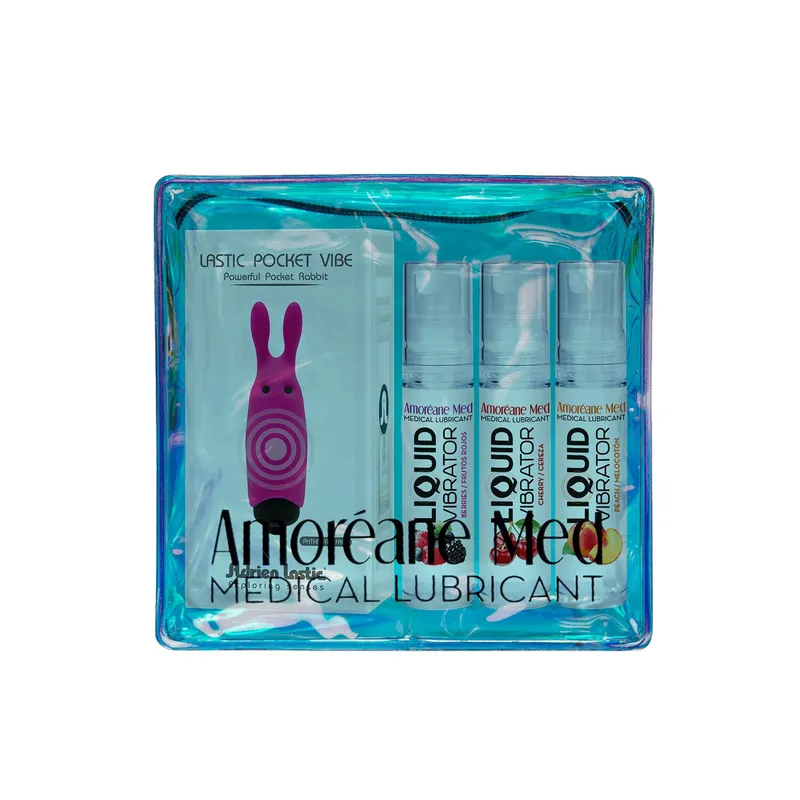 Набір Adrien Lastic Pink: віброкуля-кролик та лубрикант Amoreane Med (3х10 мл)