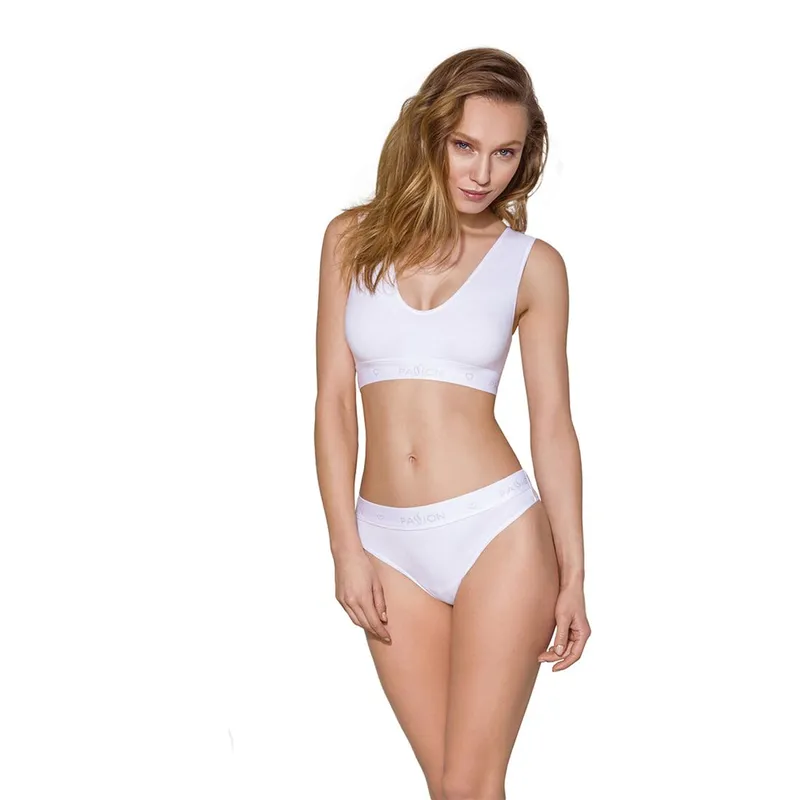 Трусики-бразиліана Passion PS005 PANTIES XL, білі, бавовна
