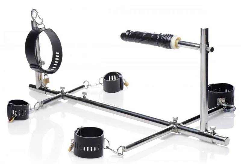 Фіксувальна конструкція з фалоімітатором Master Series Imprisoned Metal Stockade with Dildo