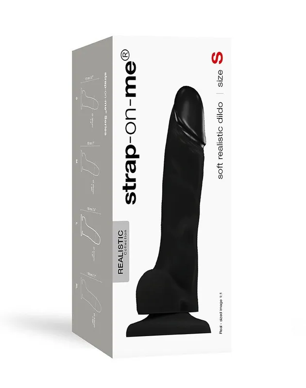 Реалістичний фалоімітатор Strap-On-Me SOFT REALISTIC DILDO Black, розмір S