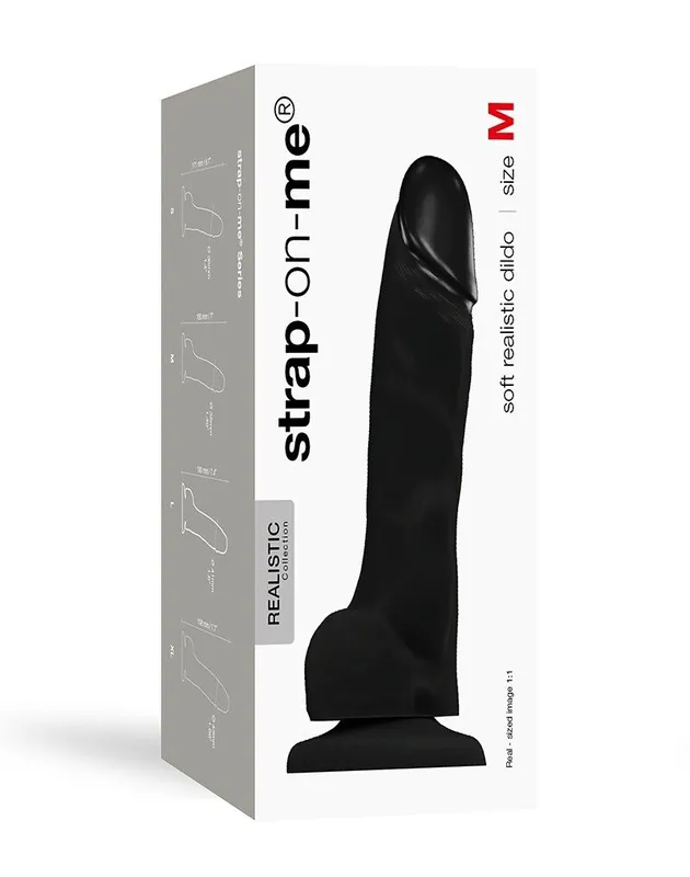Реалістичний фалоімітатор Strap-On-Me Soft Realistic Dildo Black, розмір M
