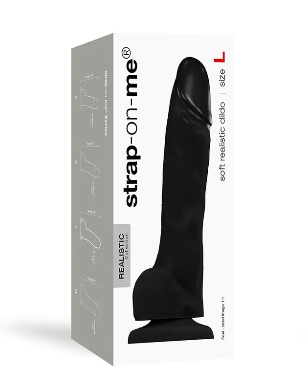Реалістичний фалоімітатор Strap-On-Me SOFT REALISTIC DILDO Black, розмір L