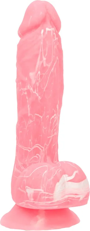 Фалоімітатор ADDICTION Brandon 7.5" Pink G.I.D., 19 см, силікон, що світиться у темряві