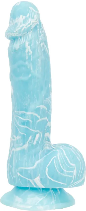 Фалоімітатор ADDICTION LUKE 7.5" G.I.D. блакитний, що світиться в темряві, 19 см