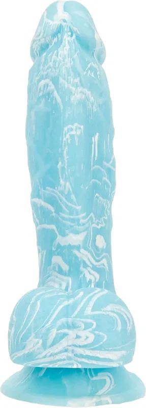 Фалоімітатор ADDICTION LUKE 7.5" G.I.D. блакитний, що світиться в темряві, 19 см