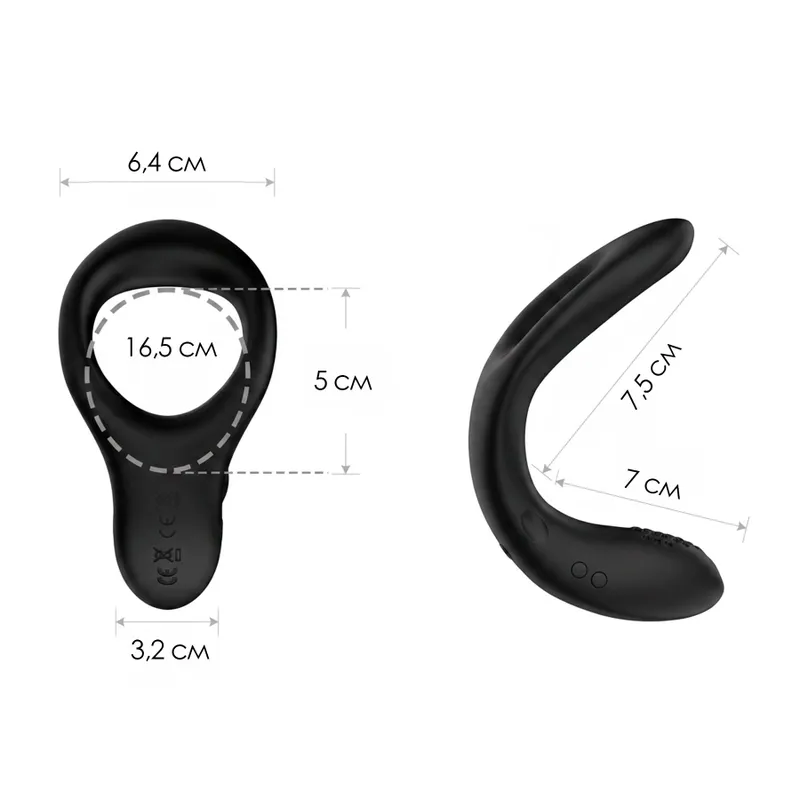 Ерекційне кільце-насадка Lovense Diamo Cock Ring з вібрацією, чорне