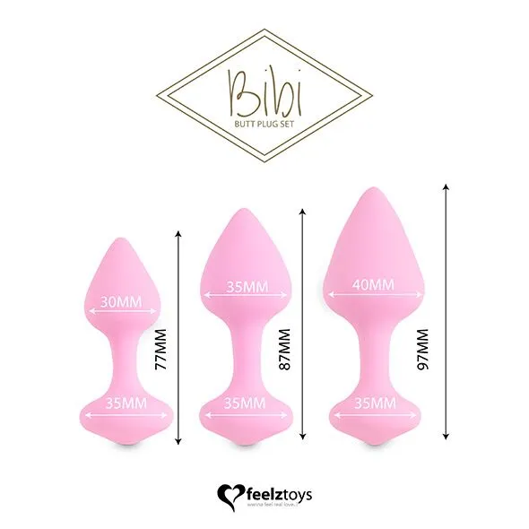 Набір силіконових анальних пробок FeelzToys Bibi Butt Plug Set 3 pcs Purple