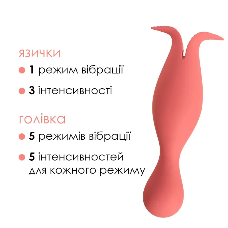 Подвійний вібратор Svakom Siren Coral з язичками для клітора