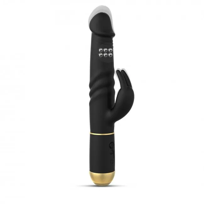 Вібратор-кролик Dorcel Furious Rabbit 2.0, чорний силікон, зворотно-поступальні рухи