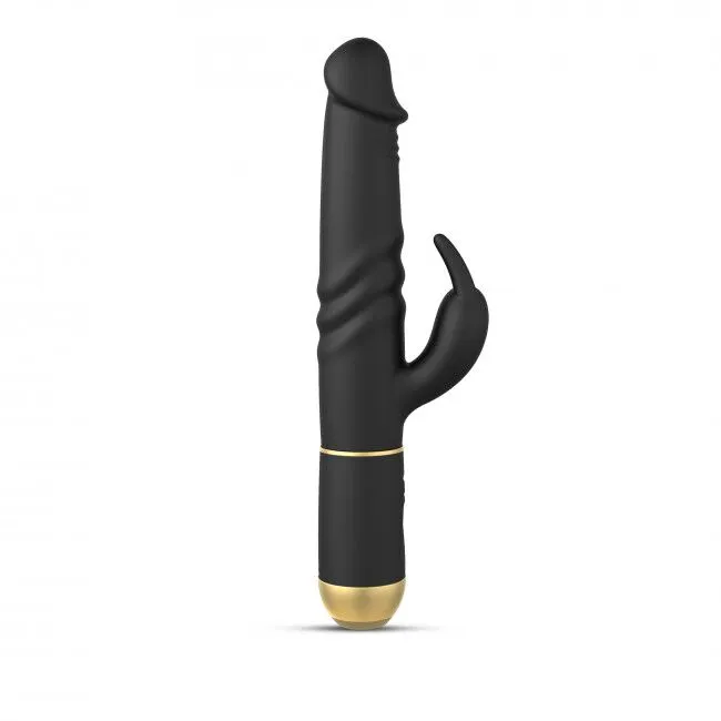 Вібратор-кролик Dorcel Furious Rabbit 2.0, чорний силікон, зворотно-поступальні рухи