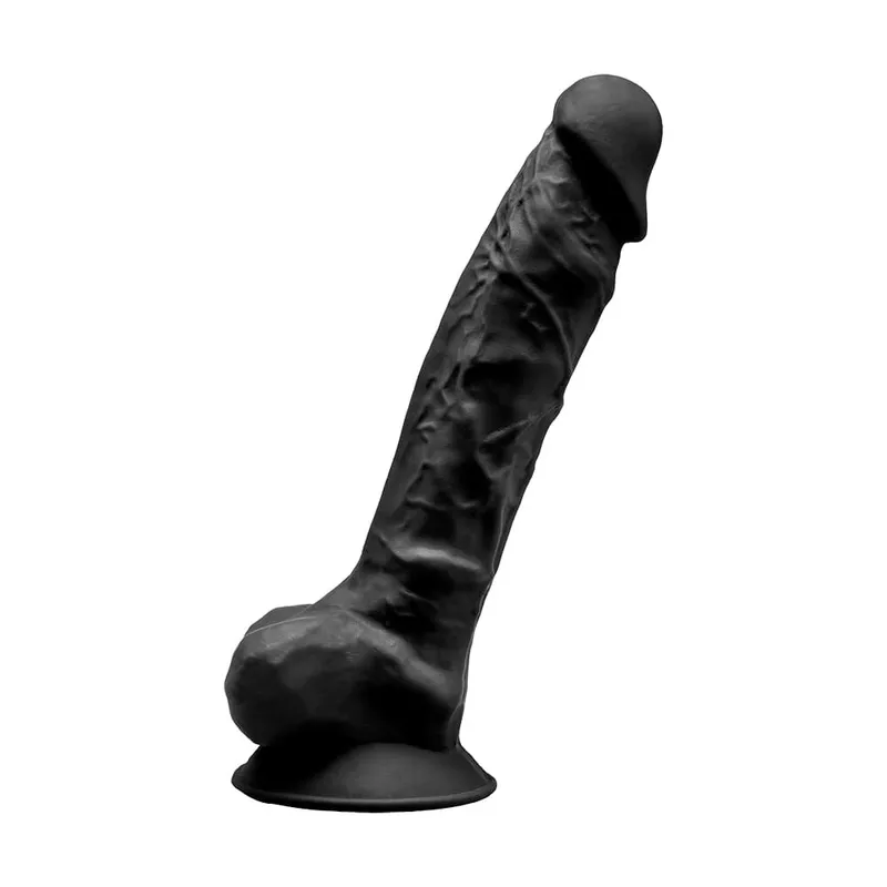 Фалоімітатор SilexD Tomas Black, двошаровий, силікон + Silexpan, діаметр 4,9 см