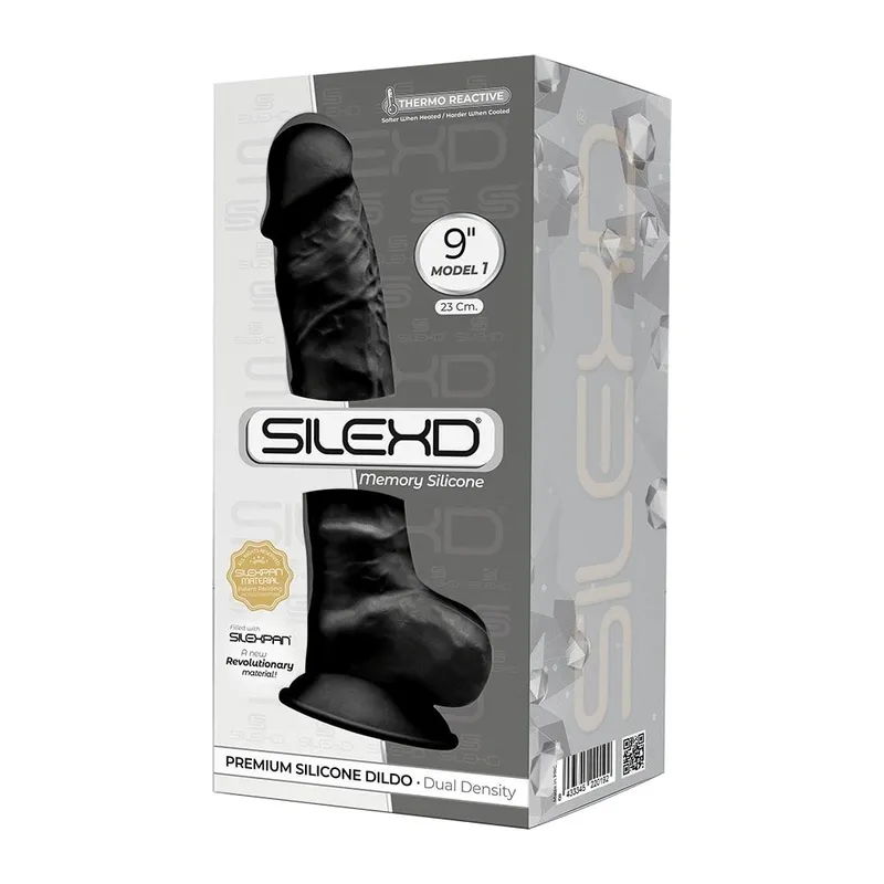 Фалоімітатор SilexD Tomas Black, двошаровий, силікон + Silexpan, діаметр 4,9 см