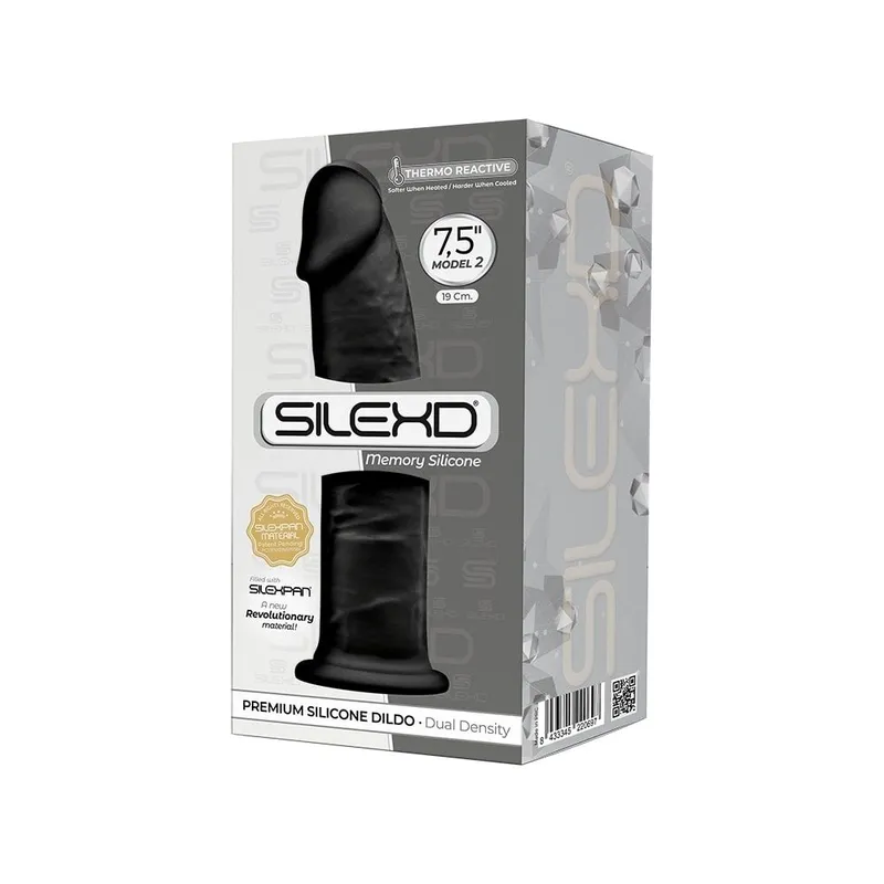 Фалоімітатор SilexD Henry Black, двошаровий, силікон + Silexpan, діаметр 4,8 см