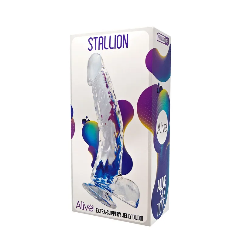 Фалоімітатор Alive Jelly Dildo Stallion, прозорий, ТПЕ, 22 см
