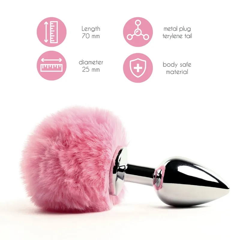 Анальна пробка FeelzToys Bunny Tails Butt Plug Pink з хвостиком