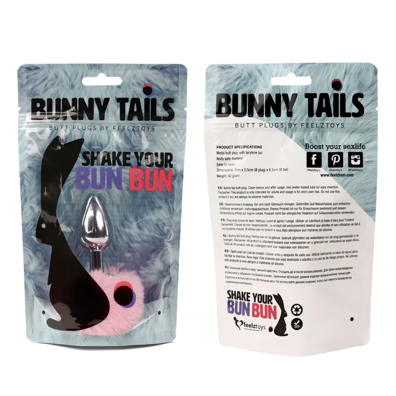 Анальна пробка FeelzToys Bunny Tails Butt Plug Pink з хвостиком