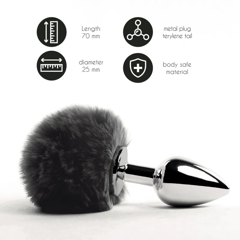 Анальна пробка FeelzToys Bunny Tails Butt Plug з хвостиком, метал