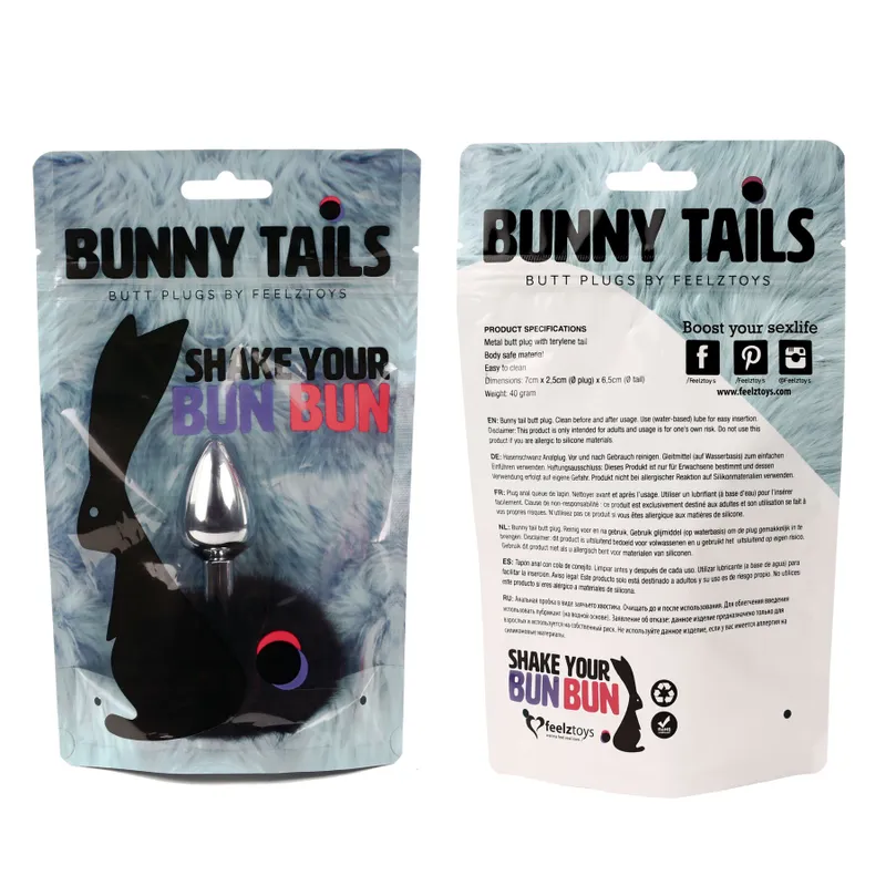 Анальна пробка FeelzToys Bunny Tails Butt Plug з хвостиком, метал