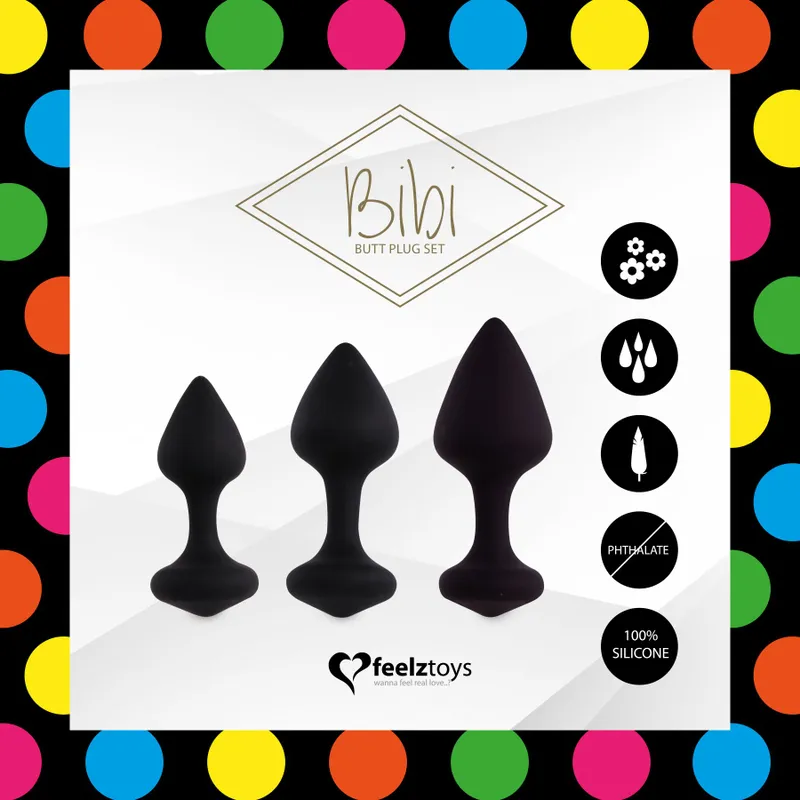 Набір силіконових анальних пробок FeelzToys Bibi Butt Plug Set 3 pcs Black
